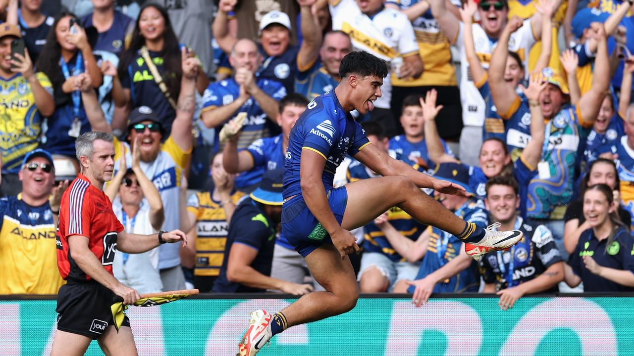 Blaize Talagi scored a strong try in his NRL debut last week. Picture: Cameron Spencer/Getty Images