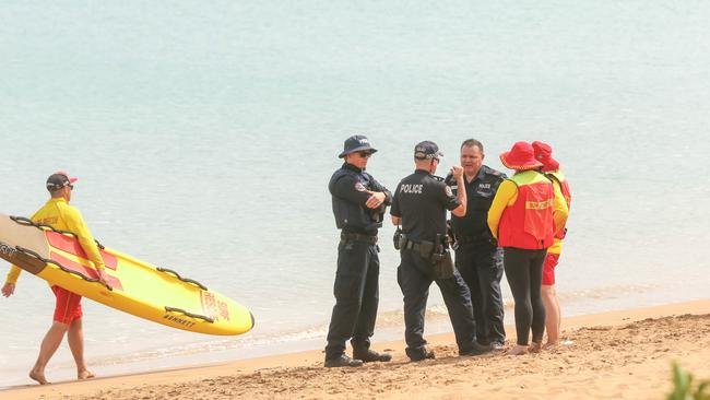 The scene at the Trailer Boat club after a man passed away during the Fannie Bay Swim Classic.