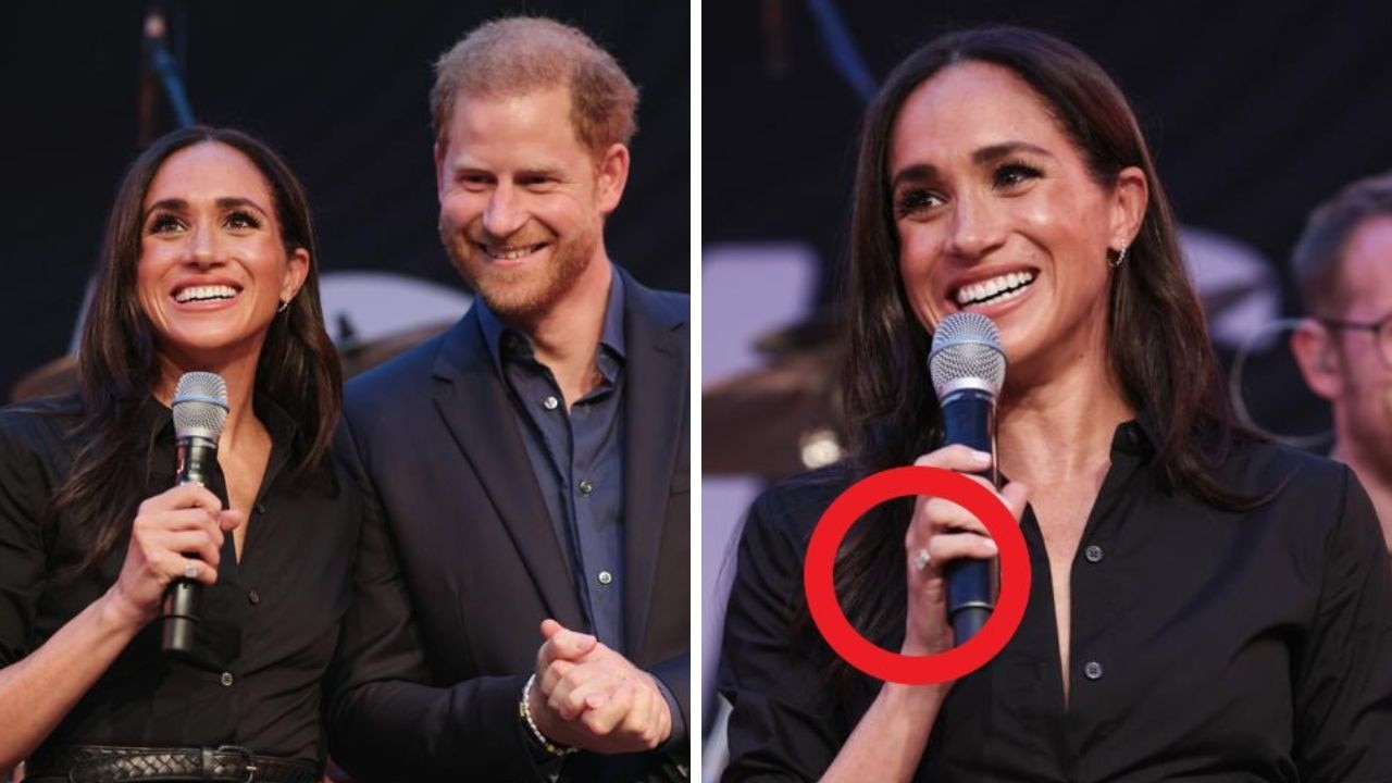 Meghan Markle ma na sobie pierścionek za 96 000 dolarów i sukienkę Banana Republic za 200 dolarów z Harrym w Niemczech