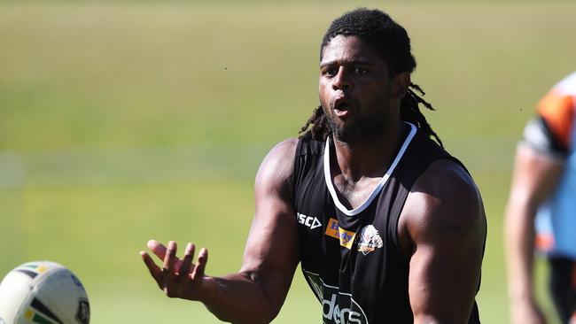 Jamal Idris during the Wests Tigers training.