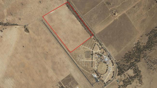 Aerial shots of the 800-person work camp approved for a parcel along Millmerran-Cecil Plains Road at Millmerran.