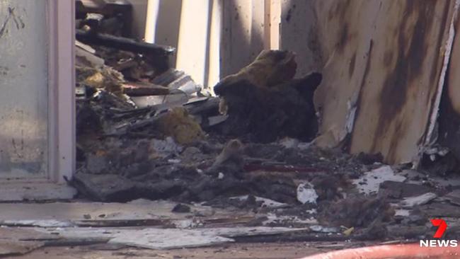 A house is severely damaged after a fire at Paralowie on Saturday. Picture: 7 News Adelaide