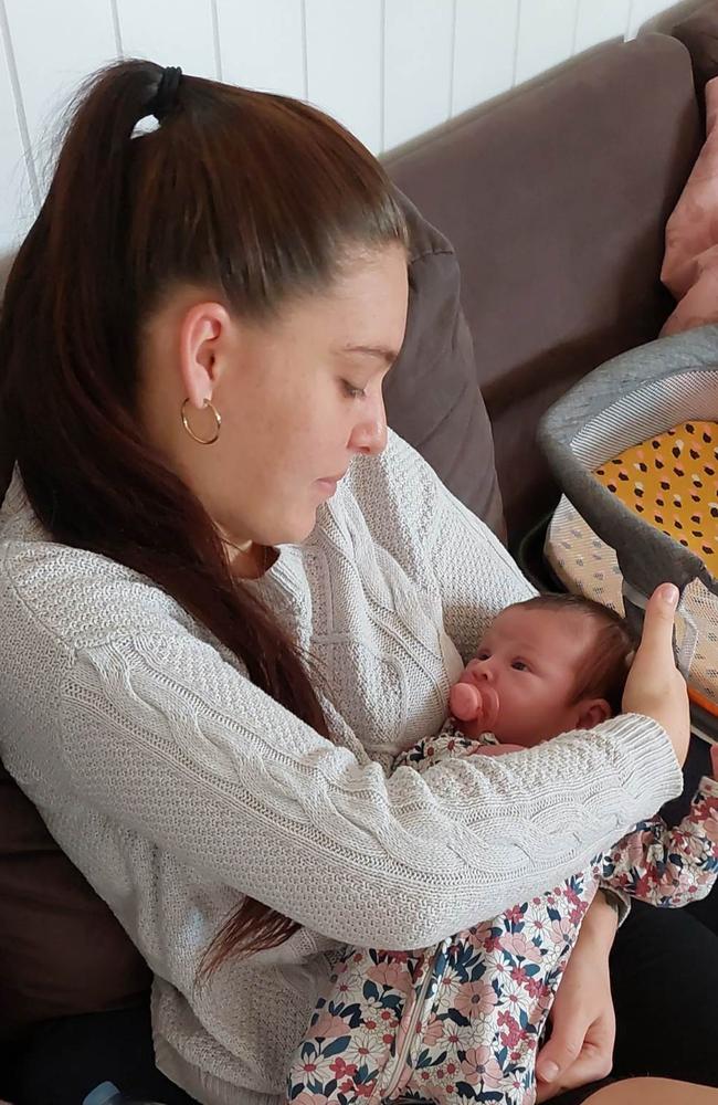 Storm Peterson holding Raevyn Harper. Picture: Contributed
