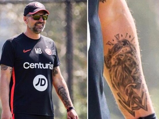 Wanderers coach Markus Babbel sporting his tattoo.