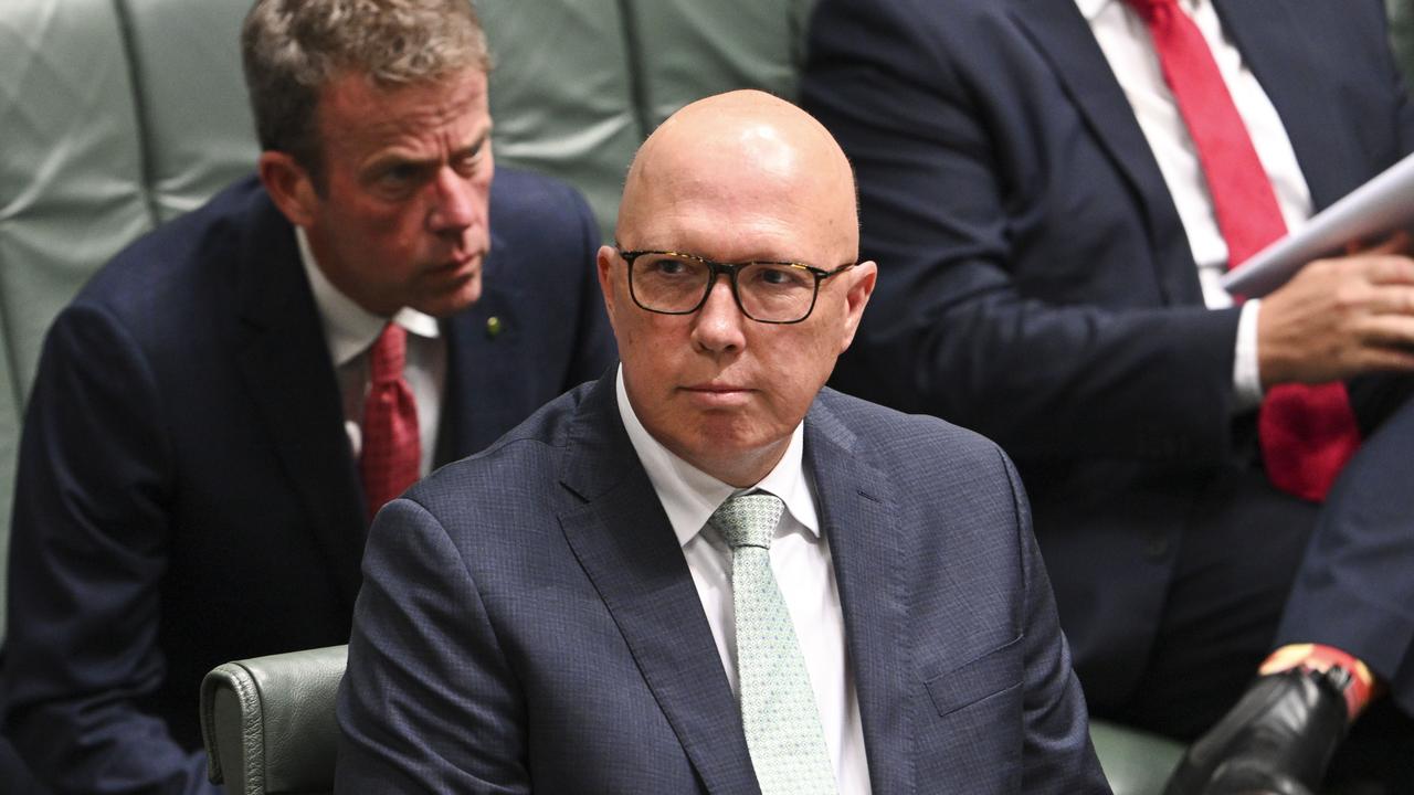 Opposition Leader Peter Dutton has told his party room to get their houses in order. Picture: NCA NewsWire / Martin Ollman