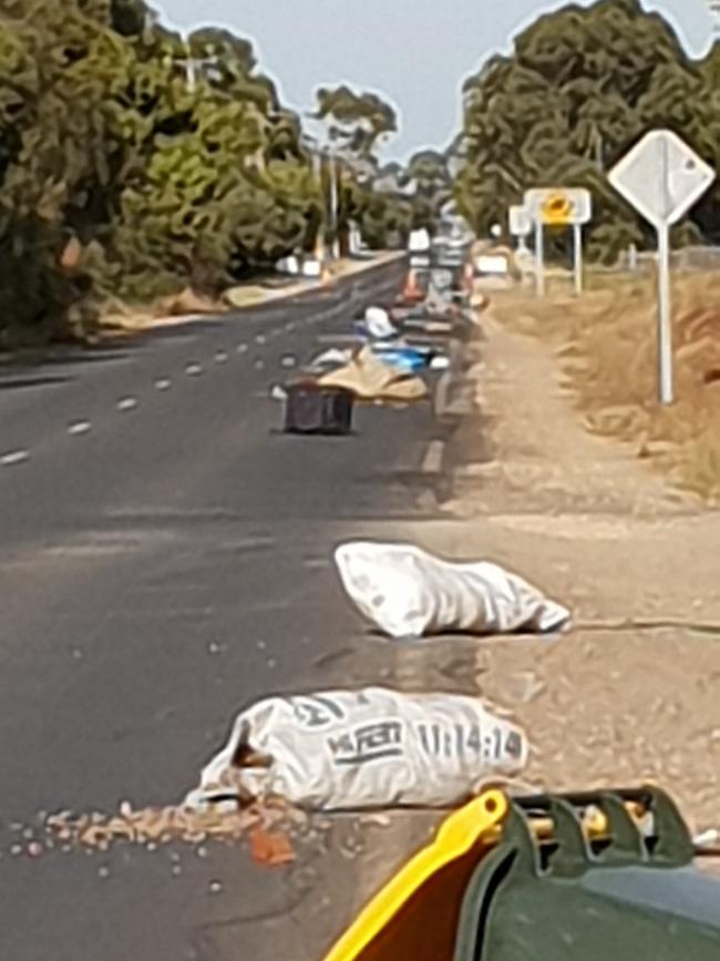 Rubbish found strewn along Dawkins Rd, Lewiston. Picture: Suzy Mansfield