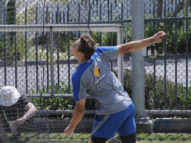 CRICKET: Wednesday 9th November 2016, Blundstone Arena: Australia’s Joe Mennie bowling at training ahead of the second test against South Africa. Picture: LUKE BOWDEN