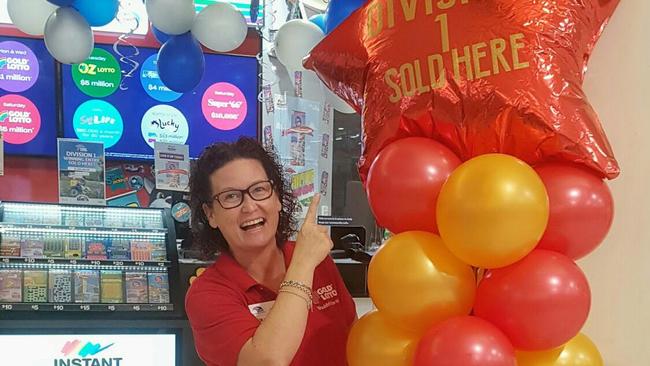 TSG DFO manager Kelly Moran is all smiles after her store sold its first division one winning ticket to a lucky Western Australian man. He won $1 million on Monday and Wednesday Gold Lotto. Photo: Supplied.