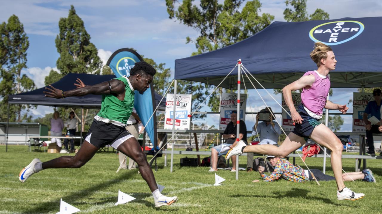 Hamish Macintosh (right) wins The Arthur Postle Gift in Pittsworth. Saturday 18th January, 2025. Picture: Nev Madsen.