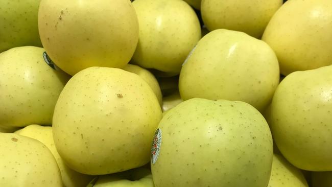 The dots on these Adelaide Hills apples were sustained from a severe hailstorm in October last year. Picture: Katrina Stokes.