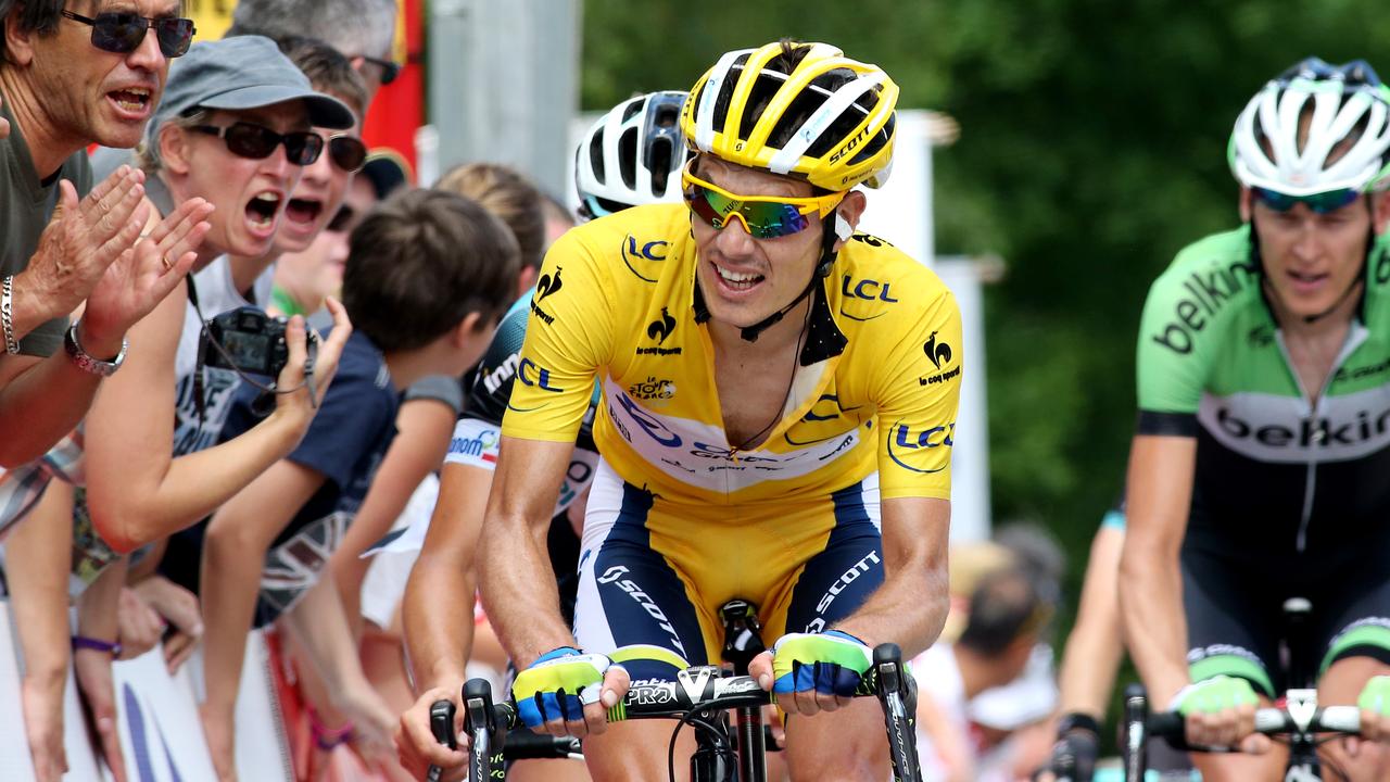 TOUR DE FRANCE - STAGE 8 - Castres to AX-3-Domaines - GreenEDGE's Daryl Impey battles the last 1km - losing the yellow jersey to Christopher Froome