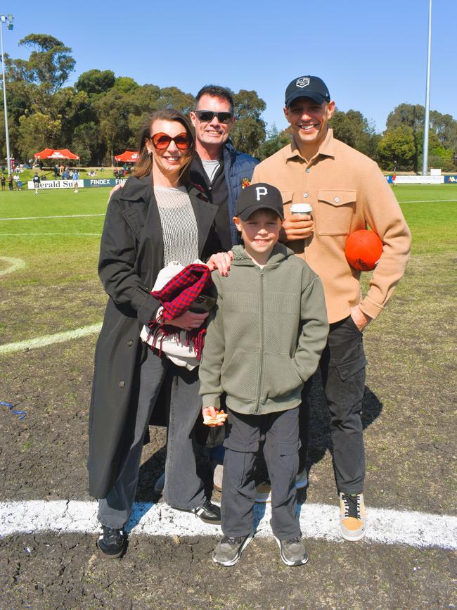 The Victorian Amateur Football Association (VAFA) William Buck Premier Men’s Grand Final Match — Old Brighton vs. Old Scotch — Friday, September 27, 2024: Jacqui Collins, David Collins, Luke Speers and Lachie Speers. Picture: Jack Colantuono