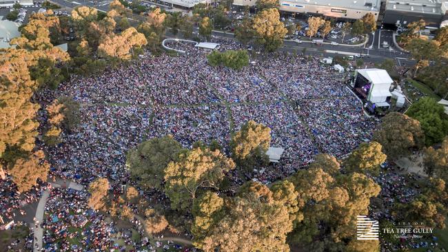 Tea Tree Gully Christmas Carols 2019 at Modbury’s Civic Park. Picture: Tea Tree Gully Council