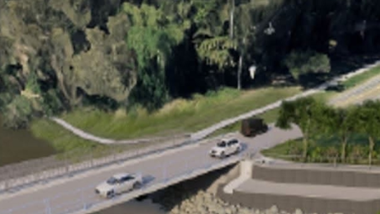 An artist's impression of what the new retaining wall will look like near the Lamington Bridge in Tinana.