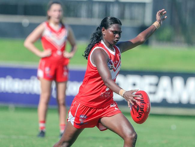 Jenna Singh bagged five goals against Darwin Buffettes in Round 2. Picture Glenn Campbell