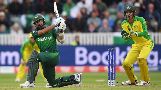 Wahab Riaz hits out during his innings. Picture: Getty Images