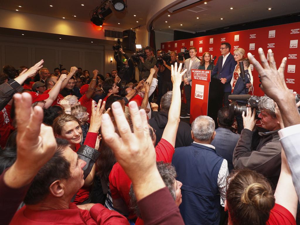 Mr Andrews was treated to a rock star reception. Picture: Daniel Pockett/AAP