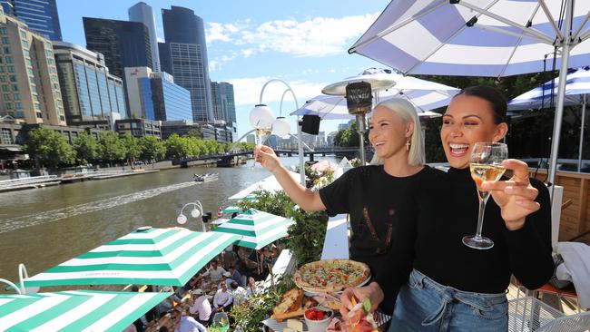 Riverside bars like Arbory Afloat are popular on sunny days. Picture: Alex Coppel