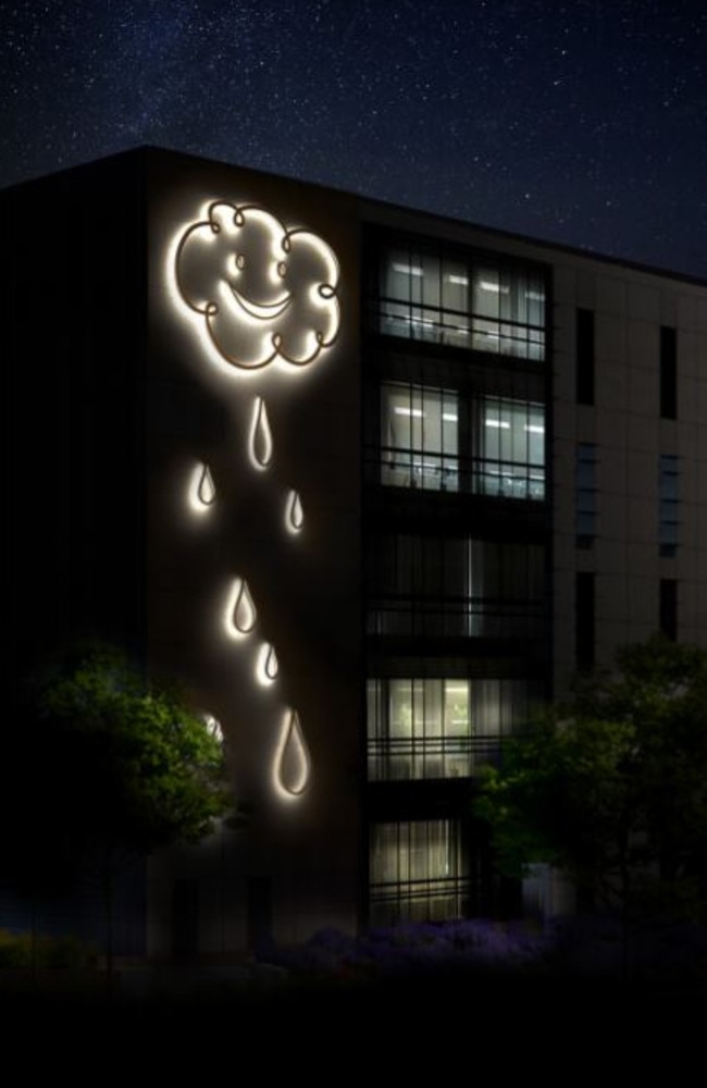 The cloud artwork will be lit up at night