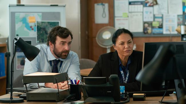 Johnny Carr as Dan and Miriama Smith as Pendlebury in The Survivors. Picture: Aedan O'Donnell/Netflix