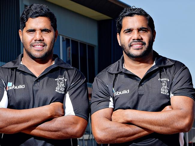 Russell Davey (right), with brother Alwyn, has helped draw some big names in football to Palmerston in recent seasons. Picture: Michael Franchi.