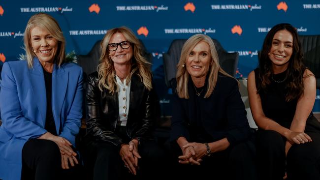 The Australian’s Editorial Director Claire Harvey, left, columnist Janet Albrechtsen, Literary Editor Caroline Overington and Legal Affairs Correspondent Ellie Dudley in Sydney on Wednesday. Picture: Tim Harris