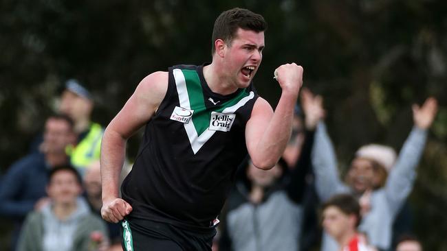 Nick Murphy celebrates a goal. Picture: George Salpigtidis