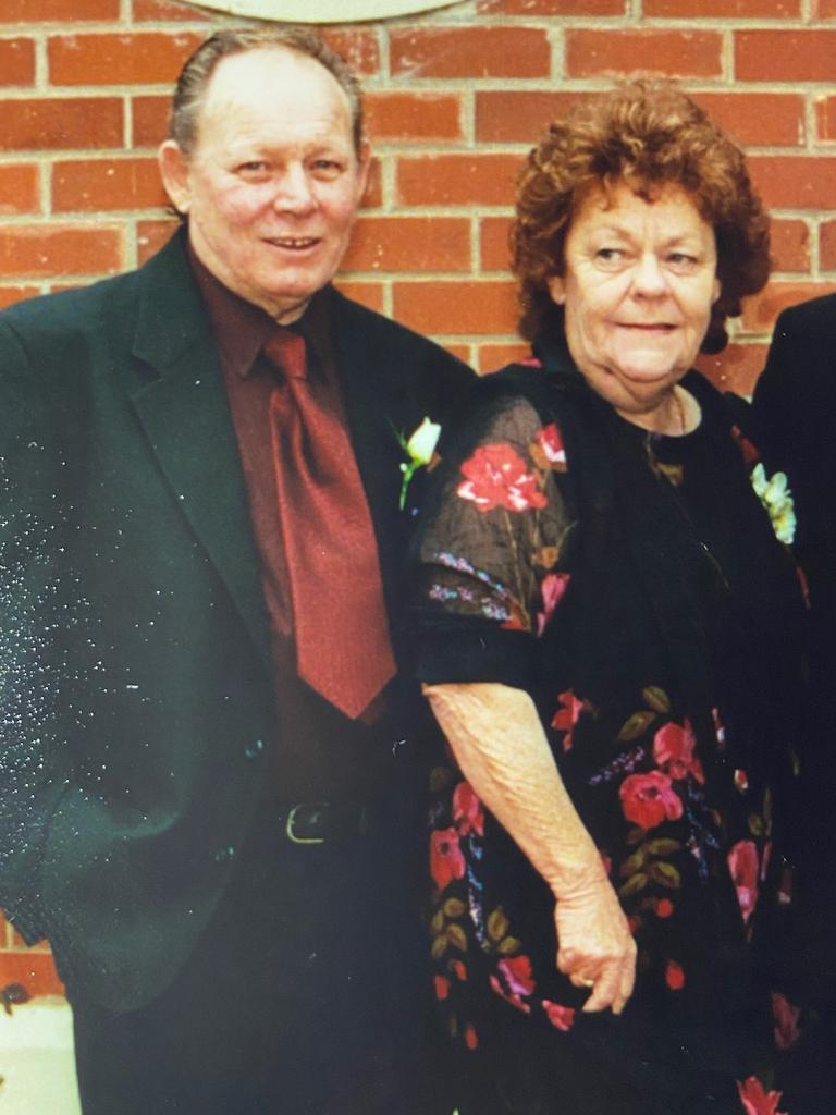 Vicki McKenzie, pictured right, with her husband about 20 years ago.