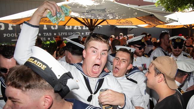 ADF personnel crowd into Darwin pubs to celebrate Anzac Day. Picture: Pema Tamang Pakhrin