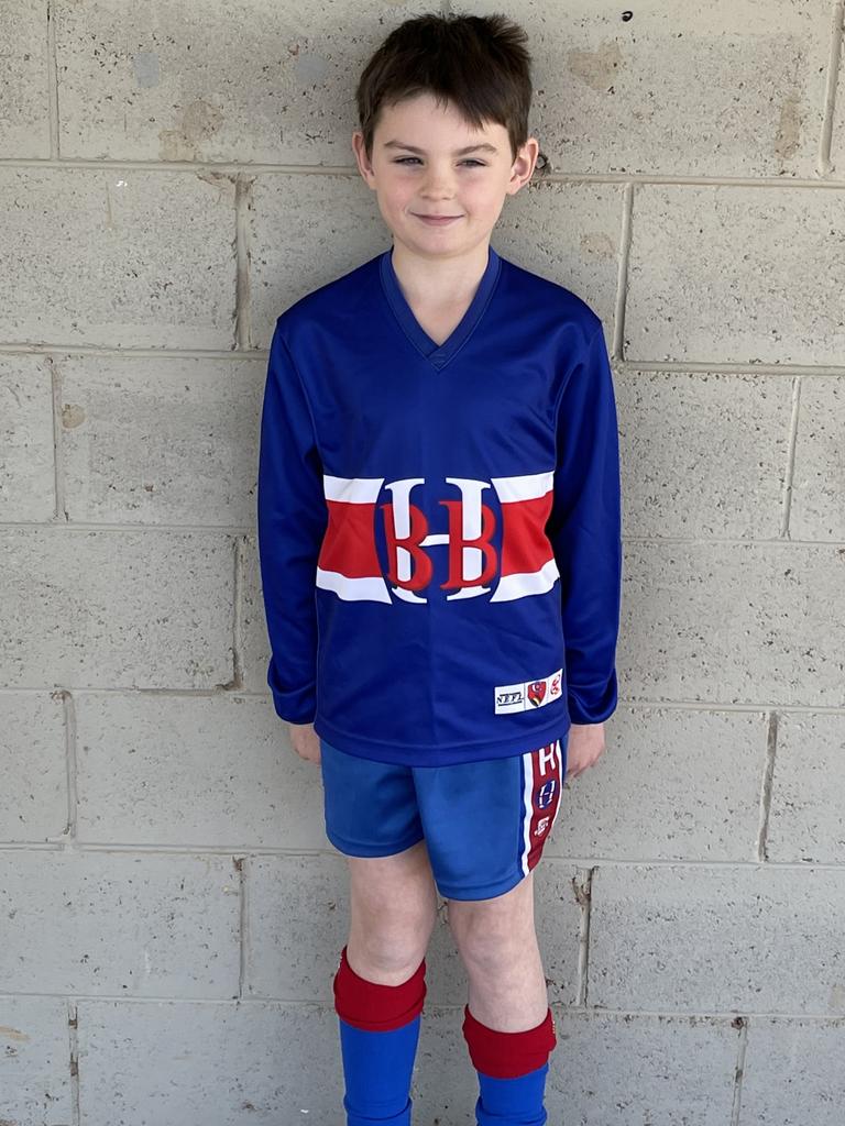 SA Little Legend Cooper Mildwaters, 7, from the BBH (Burra Booborowie Hallett) Rams Football Club’s U9 team. Cooper won ‘best on ground’ for his first ever footy game. Congratulaions, Cooper - that’s an amazing effort! Picture: Supplied