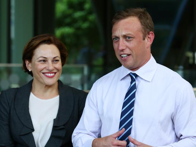 Former Deputy Premier Jackie Trad and current DP Steven Miles together in 2018. Photographer: Liam Kidston.