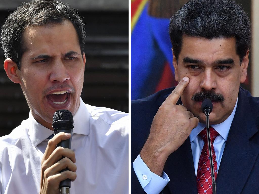 Venezuela's National Assembly head Juan Guaido (L) and Venezuelan President Nicolas Maduro, right. Picture: AFP