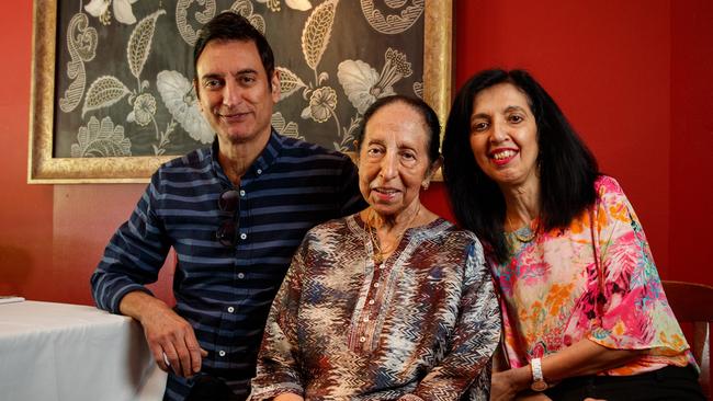 Anant Singh with children Amrik and Sheila at Jasmin Indian Restaurant, 31 Hindmarsh Square. Picture: File/Matt Turner