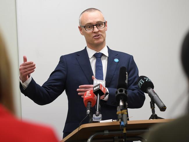 WELLINGTON, NEW ZEALAND - JUNE 14: David Clark is seen speaking at press conference about new Covid-19 funding on June 14, 2020 in Wellington, New Zealand. Health Minister David Clark has announced $37 million NZD in funding for COVID-19 testing as part of the New Zealand Government's $59.6 billion This money is part of the initial $59.6 billion tranche of the COVID-19 Recovery and Response Fund.   (Photo by Elias Rodriguez/Getty Images)