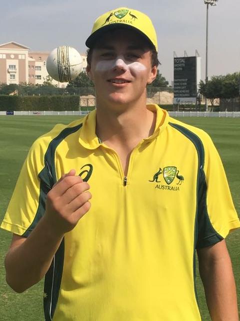 Jordan Clark after taking a hat-trick against Pakistan. Picture: Supplied