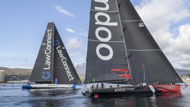 The thrilling finish between LawConnect and Andoo Comanche last year. Picture: Chris Kidd