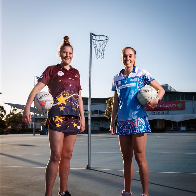 Contax’s Chelsea Lemke (L) pictured with Matric’s Lucy Austin. Lemke is returning to Contax this season. Picture: Matt Turner