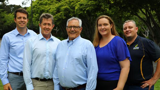 George Cecato (centre) with his Coffs Coast First team.