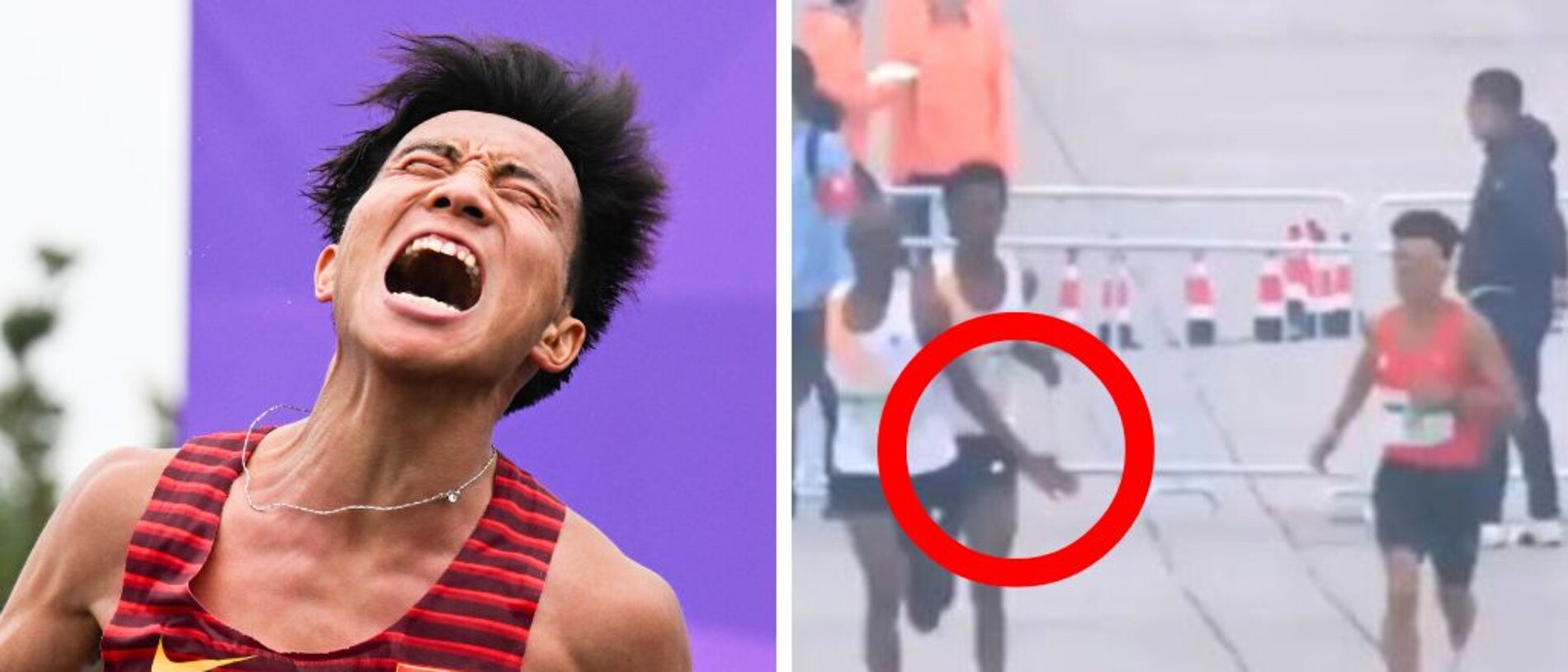 Bizarre video footage captured the moment three East African runners appeared to wave a Chinese athlete ahead of them during the Beijing Half Marathon on Sunday, allowing him to win first place.