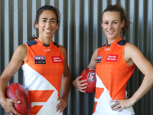 GWS Giants AFLW captain, Amanda Farrugia and Vice Captain Alicia Eva. Picture: David Swift.