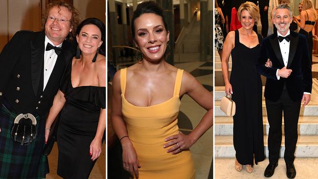 Arriving for the mid-winter ball are (from left) The Australian’s James Jeffrey and MP Emma Husar, Sky News journalist Laura Jayes and Kristina and Ben Keneally. Photos: Gary Ramage