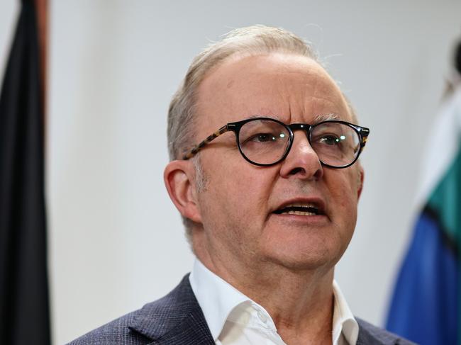 CAIRNS, AUSTRALIA - NewsWire Photos - 22 JULY, 2024:Australian Prime Minister Anthony Albanese delivers a press conference in Cairns, Far North Queensland, following the American President Joe Biden's withdrawal from the 2024 presidential race. Picture: NewsWire / Brendan Radke