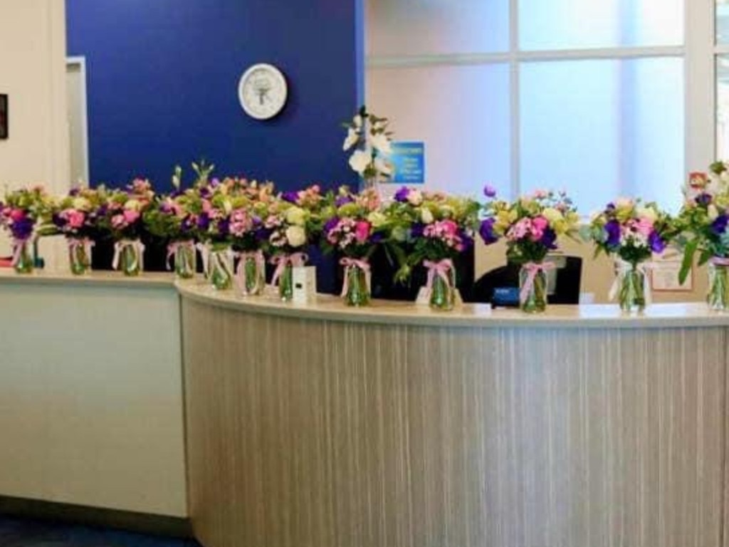 Emmaus Christian College staff members received floral arrangements from parents. Picture: Supplied