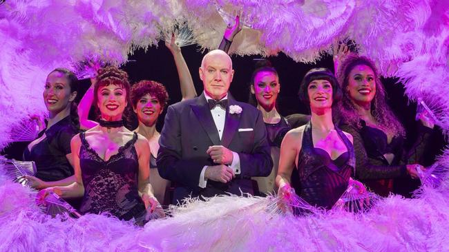 Anthony Warlow (as Billy Flynn) and the Australian cast of Chicago the musical. Picture: Jeff Busby