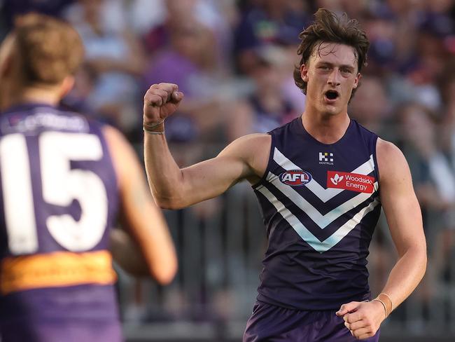 Fremantle’s Jye Amiss has added size and strength to his 196cm frame. Picture: Getty Images