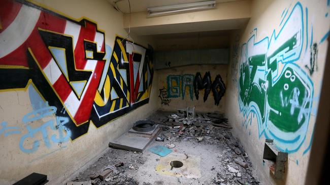 Homeless lair that is an old underground carpark in the basment of an abandoned building on corner of Markwell Ave and Gold coast high way. Picture Mike Batterham