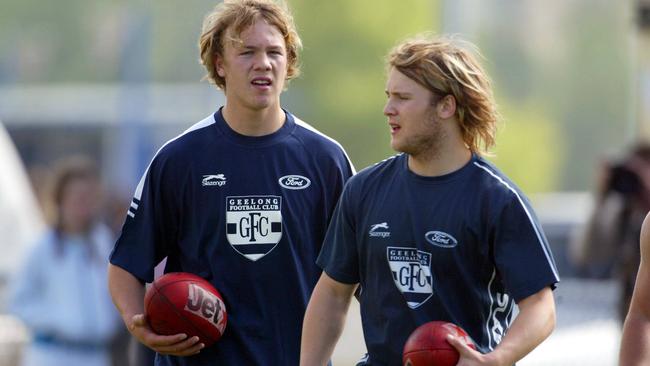 Nathan and Gary Ablett at Cats training in the mid-2000s.