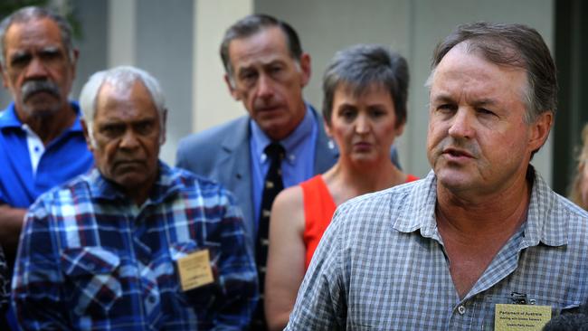 Peter Woolford and other protesters take their complaints to Parliament House, Canberra.