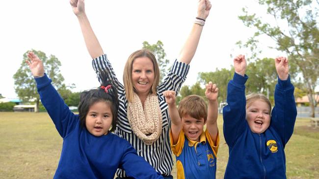 Cindy Pham, Logan Rogers and Alexia Darcy with Brooke Goodwin at Mt Archer State School. Picture: Jann Houley