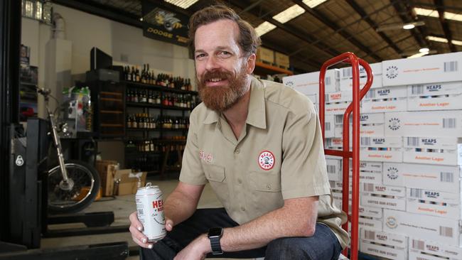 Andy Miller, CEO of Heaps Normal, non-alcoholic craft beer, at the warehouse in Marrickville, Sydney. Picture: Britta Campion/The Australian